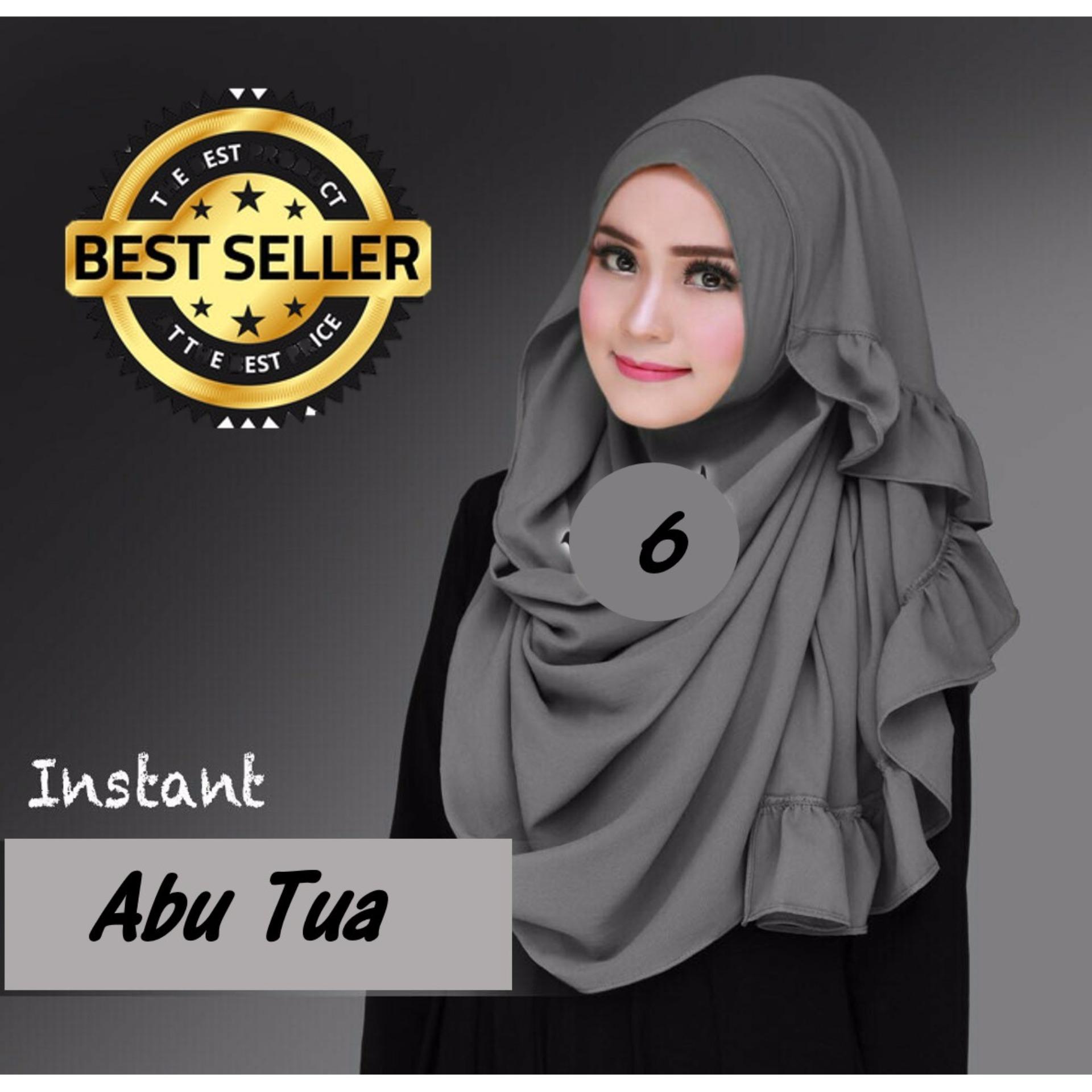 Premium Hijab Impor Jilbab Instan Sarah (Hijab Instant) ABU TUA - Toko Berkah Online