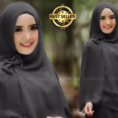 Premium Jilbab Syar’i Tanpa Pet Model Khimar Dhea FREE Bross Pita – HITAM Toko Berkah Online