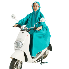 Pria Dan Wanita Tunggal Memiliki Helm Jas Hujan Jas Hujan (Cyan)