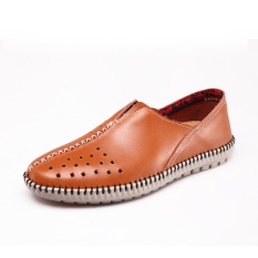 Pria Mode Sneakers Kasual Sepatu Kulit Asli Sepatu Kulit Mengemudi Sepatu Pantai Sepatu Olahraga Sepatu Berjalan Traveling Sepatu Fashion Sneakers Kulit Asli Sepatu Brown