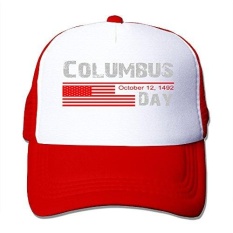 Print Dewasa Unisex Columbus Hari 100% Nilon Mesh Caps Satu Ukuran Paling Sesuai Adjustable Caps-Intl