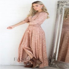 Dicetak Dresses Kecepatan Jual Tong Wish Lengan Split Di Eropa dan Amerika Serikat Gaya Panas V-neck Gaun Berbunga -Intl