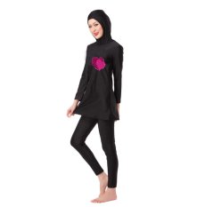Dicetak Berbentuk Hati Muslim Swimwear Swimsuit untuk Islam Wanita Black Mustard Mandi Cocok untuk Berenang Hijab Swimwear-Intl