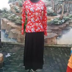 PROMO BAJU - 9749 BAJU MUSLIM MAXI WANITA DEWASA LENGAN PANJANG WARNA HITAM MERAH MURAH GROSIR KEKINIAN BAHAN SEPANDEK