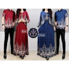 PROMO BAJU - 3452 BAJU MUSLIM MURAH COUPLE COWOK CEWEK BATIK MODERN SARIMBIT KELUARGA KEMEJA LENGAN PENDEK MAXI CARDI LENGAN PANJANG WARNA BLUE RED MURAH GROSIR KEKINIAN BAHAN KATUN RAYON