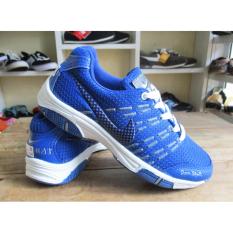 PROMO !!! SEPATU SNEAKERS OLAHRAGA COWOK CEWEK MARATON BIRU ELEKTRIK SIZE 39 - 43