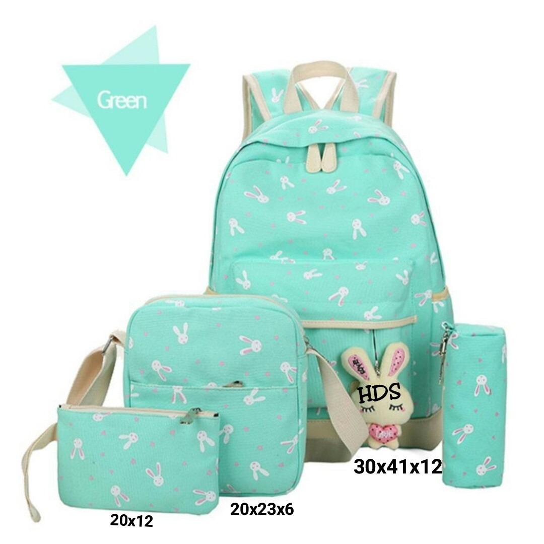 promo!!! tas anak / sekolah /backpack wanita dengan model terbaru/ motif playboy/ kelinci (TIDAK TERMASUK BONEKA)