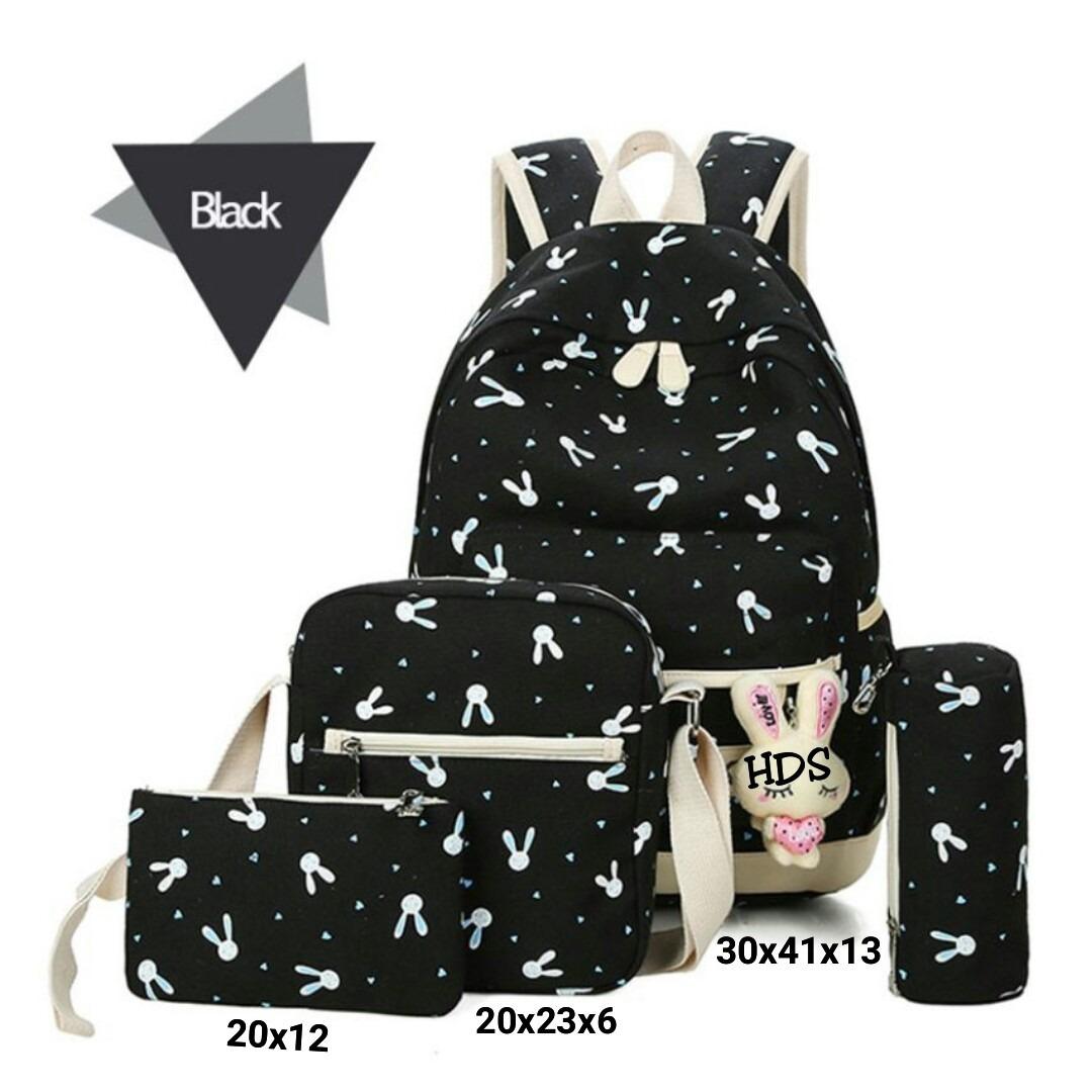 promo!!! tas anak / sekolah /backpack wanita dengan model terbaru/ motif playboy/ kelinci (TIDAK TERMASUK BONEKA)