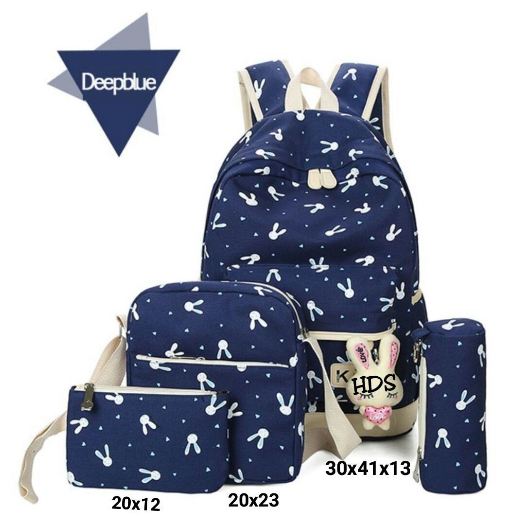 promo!!! tas anak / sekolah /backpack wanita dengan model terbaru/ motif playboy/ kelinci (TIDAK TERMASUK BONEKA)