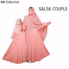 PROMOSI MURAH BAJU BUSANA MUSLIM GAMIS SALSA COUPLE MAROON IBU DAN ANAK PLUS HIJAB