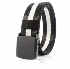 (Promotional) canvas quick-drying belt, nylon belt, anti-allergic plastic buckle no metal belt, jeans belt, outdoor leisure, security (black and white) - intl