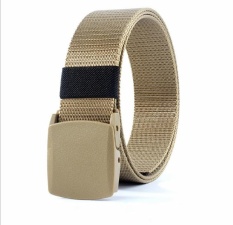 (Promotional) canvas quick-drying belt, nylon belt, anti-allergic plastic buckle no metal belt, jeans belt, outdoor leisure, security (Khaki) - intl