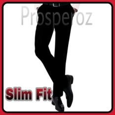 Prosperoz - PROMO - Celana Pria Hitam Kerja Kantor Formal Panjang- Bahan Kain Teflon / Twist - Slim Fit