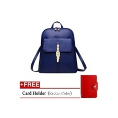 Bahan PU Hari Raya Yang Backpack untuk Wanita (Biru)-Intl-Intl