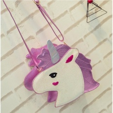 PU Unicorn Pony Handbag Women Celebrity Style Pop Clutch Evening Messenger Bag ( Pink ) - intl