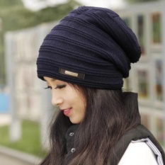 Puding Fashion Knitted Hat (Navy Blue)-Intl