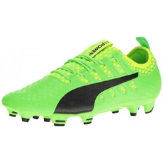 PUMA Mens EvoPOWER Vigor 2 FG Sepatu Sepak Bola, Green Gecko-Puma Black-Safety Kuning, KAMI-Internasional
