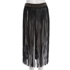 Punk Metal Rhinestone Decoration Tassel Snap Fastener Skirt Belt For Women - intl
