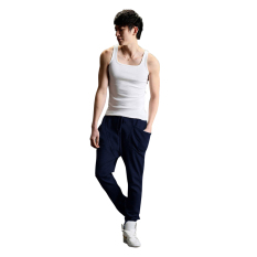 Murni Panjang Kasual Warna Jogger Sport Pendek Celana Harem Pants untuk Pria LZ-021 (Navy Biru)