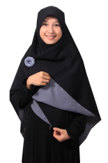 Hijab - Kerudung Segi Empat - Hijab Syari Bolak Balik Pure Syaree Hitam - Abu - Abu