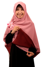 Hijab - Kerudung Segi Empat - Hijab Syari Bolak Balik Pure Syaree Maroon Dusty Pink