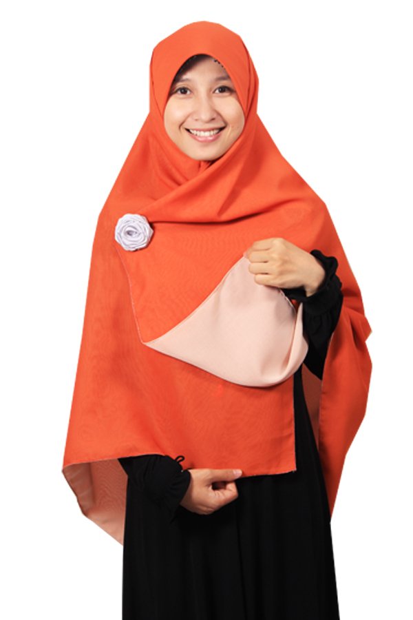Hijab - Kerudung Segi Empat - Hijab Syari Bolak Balik Pure Syaree Terakota Peach 018