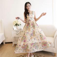 PURPLE Women Fashion Pakaian Musim Panas Sleeveless Butterfly Maxi Long Slim Beach Dress Pesta Gaun Koktail Malam- INTL