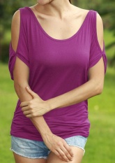 UNGU Wanita T-shirt Couture Strapless Baru Lengan Pendek T-shirt BARU Ukuran All-match Baju Longgar-Intl