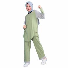 Qirani Setelan Baju Olahraga Muslimah - Hijau Muda