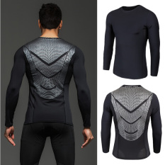 Kaos Oblong Olahraga Lengan Panjang Ketat Elastis Him Kering (Blacksilver Lengan Panjang) (Hitam Perak Lengan Panjang)