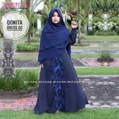 QONITA DRESS 02 - GAMIS MICHAN- GAMIS BALLOTELI MIX JET BLACKMOTIF