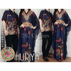 Queen Couple Huriya Batik XL- Sarimbit Batik- Kaftan Batik Couple Hijab Navy