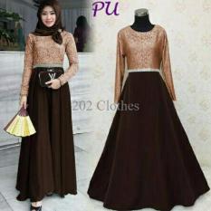 Queen Gamis Kebaya Brukat Pesta Baju Kebaya Muslim Brukat Tasnia Maxi Maron