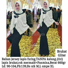 Queen Maxi Dress Brukat Gaun Pesta Modern- Kebaya Brukat Warni Putih