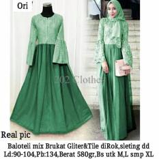 Queen Maxi Dress Kebaya Brukat Baju Muslim Pesta Kebaya Brukat Linia Hijau