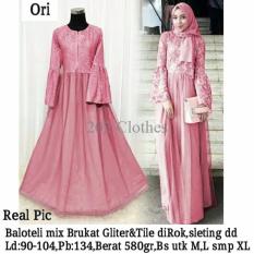 Queen Maxi Dress Kebaya Brukat Baju Muslim Pesta Kebaya Brukat Linia Pink