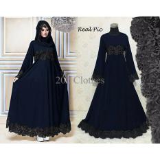 Queen New ORI Gamis Kebaya Pesta Elsa Baloteli Ori Baju Pesta Gamis Brukat Navy