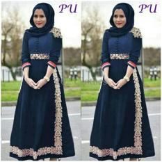 Queen New ORI Maxi Dress Brukat Gaun Pesta Modern- Kebaya Brukat Navy Manole Ori