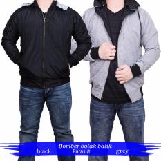 Quincy Jacket Parasut Bolak-Balik - Black - Grey