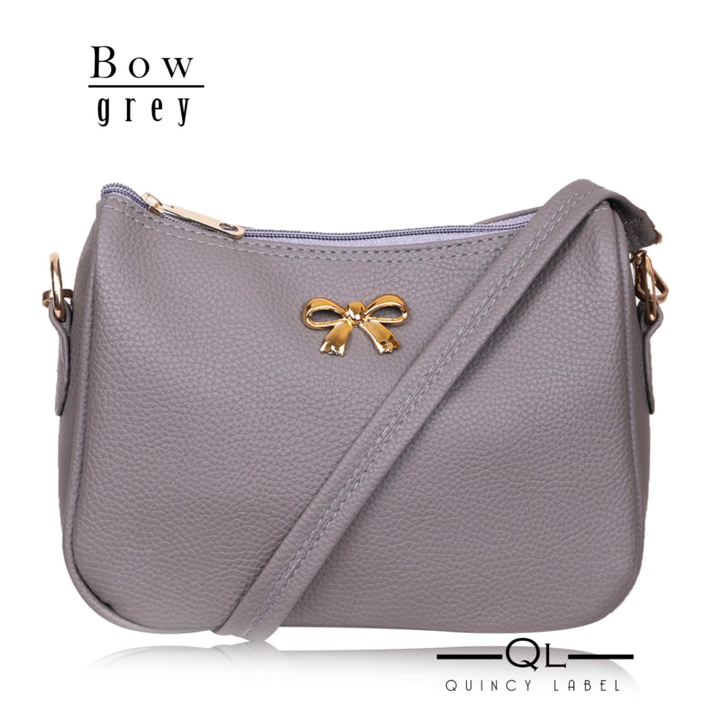 Quincy Label Bow Women Sling Bag / Pu Leather - Dark Grey