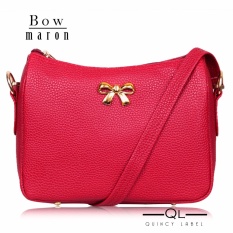 Quincy Label Bow Women Sling Bag / Pu Leather - Maroon