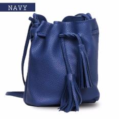 Quincy Label Mayo Tassel Bucket Women Bag - Navy