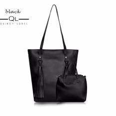 Quincy Label Tote Mayumi With Long Tassel Imp 02 - Black