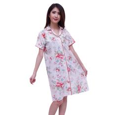 Quincy - Veronika Baju Tidur Dress / Pajamas Motif Bunga - White