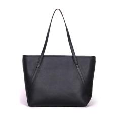 QuincyLabel Tas Wanita Women Fashion PU Tote Leather Handbags Shoulder Bags - Hitam