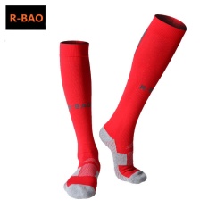 R-BAO 1 Pair Cotton Long Soccer Socks Non-slip Sport Football Ankle Leg Shin Guard Compression Protector untuk Pria 8 Warna (Merah) -Intl