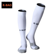R-BAO 1 Pair Cotton Long Soccer Socks Non-slip Sport Football Ankle Leg Shin Guard Compression Protector untuk Pria 8 Warna (Putih) -Intl