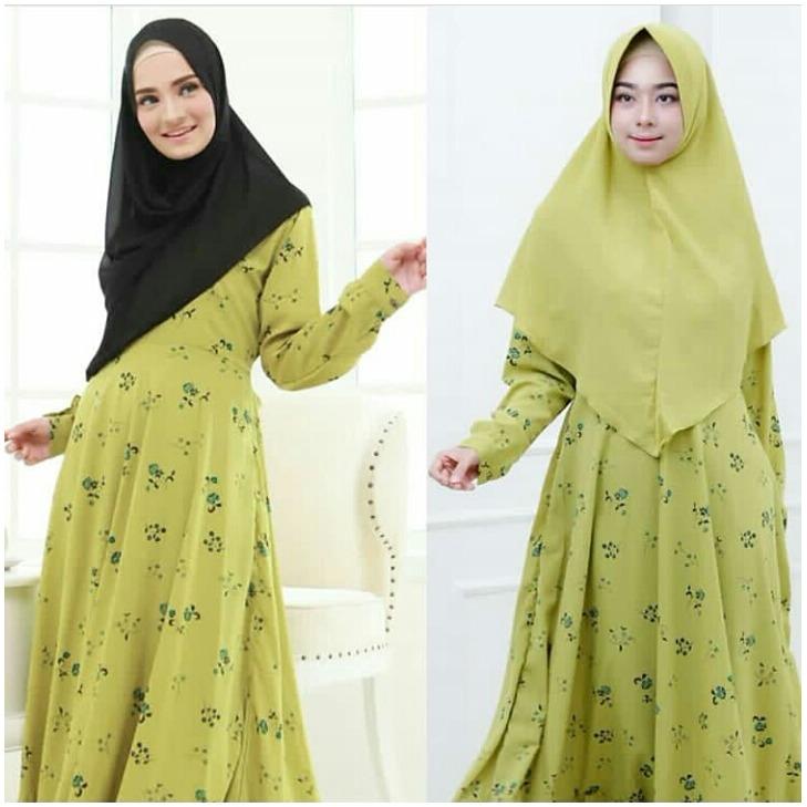 R2G Store - syar'i monalisa / busana muslim wanita - Black Yellow motif