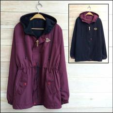 Rabbithood Jaket parka wanita bolak balik - merah marun