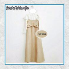 Rahayu Overall Set Labella Woolpeach Setelan Gamis Muslimah Warna Cream